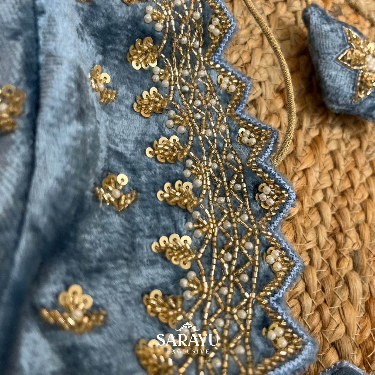 Powder Blue  Handworked Blouse