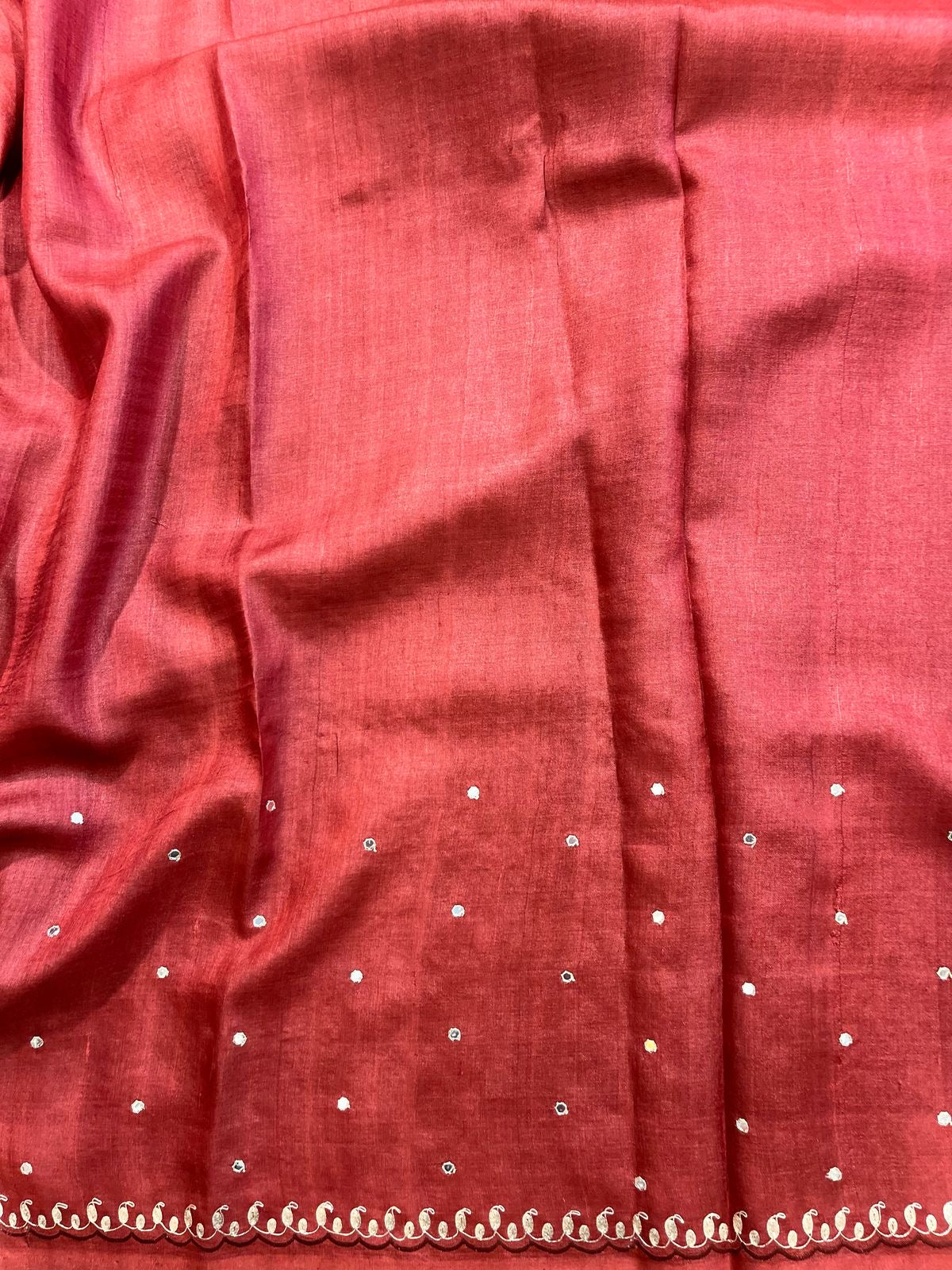 Maroon Designer Floral Print Organza