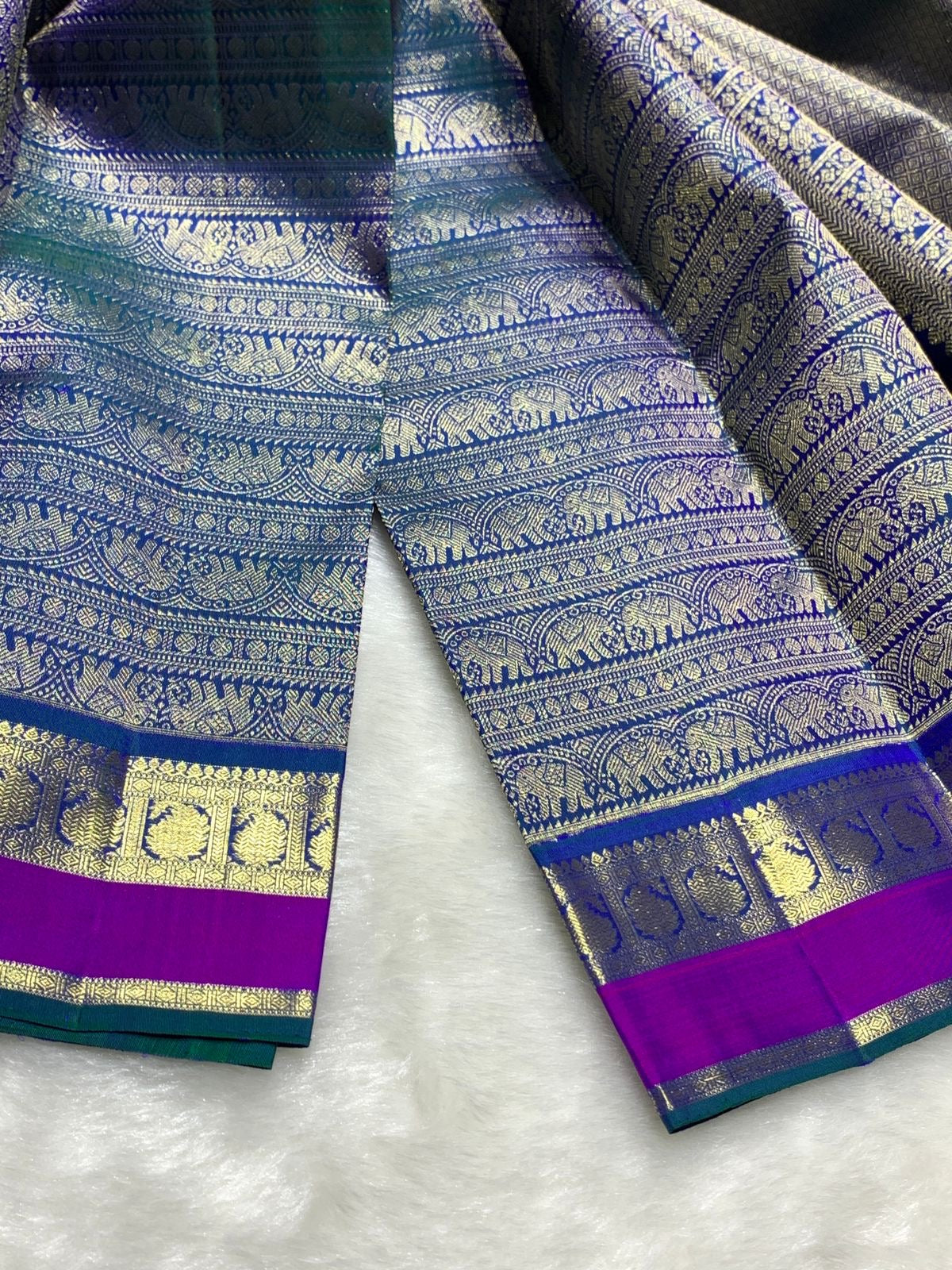 Blue and Magenta Pure Kanchi Pattu