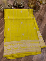 Lime Green Banarasi Mashru Silk Saree