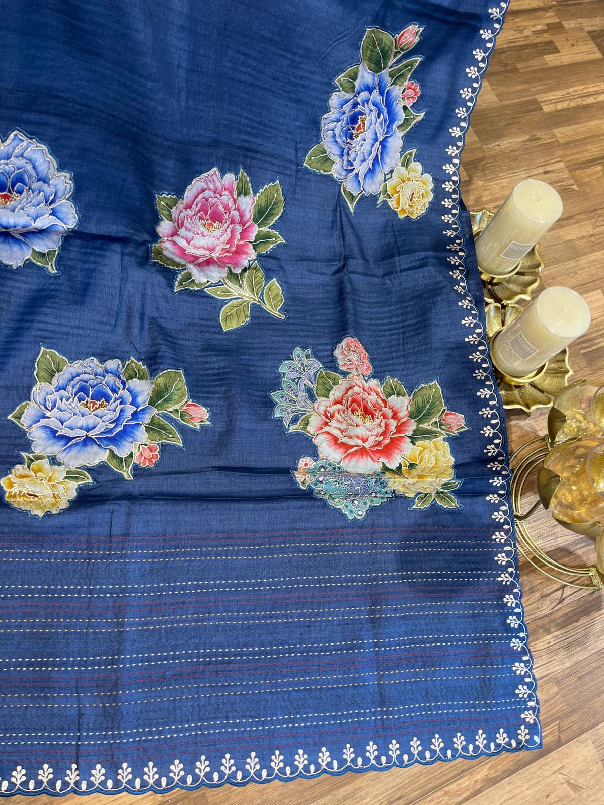 Navy Shade Pure Tussar Saree