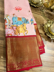 Baby Pink Pure Kanchi Digital Silk