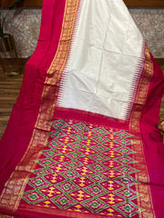 White Ikkat Pattu