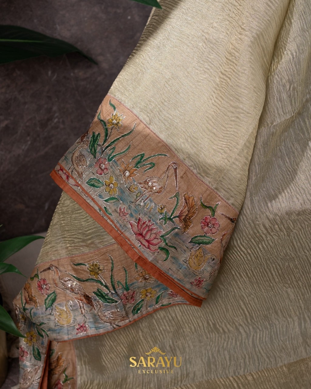 Pista Green Crushed Pure Organza