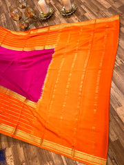 Pink and Orange Mysore Silk