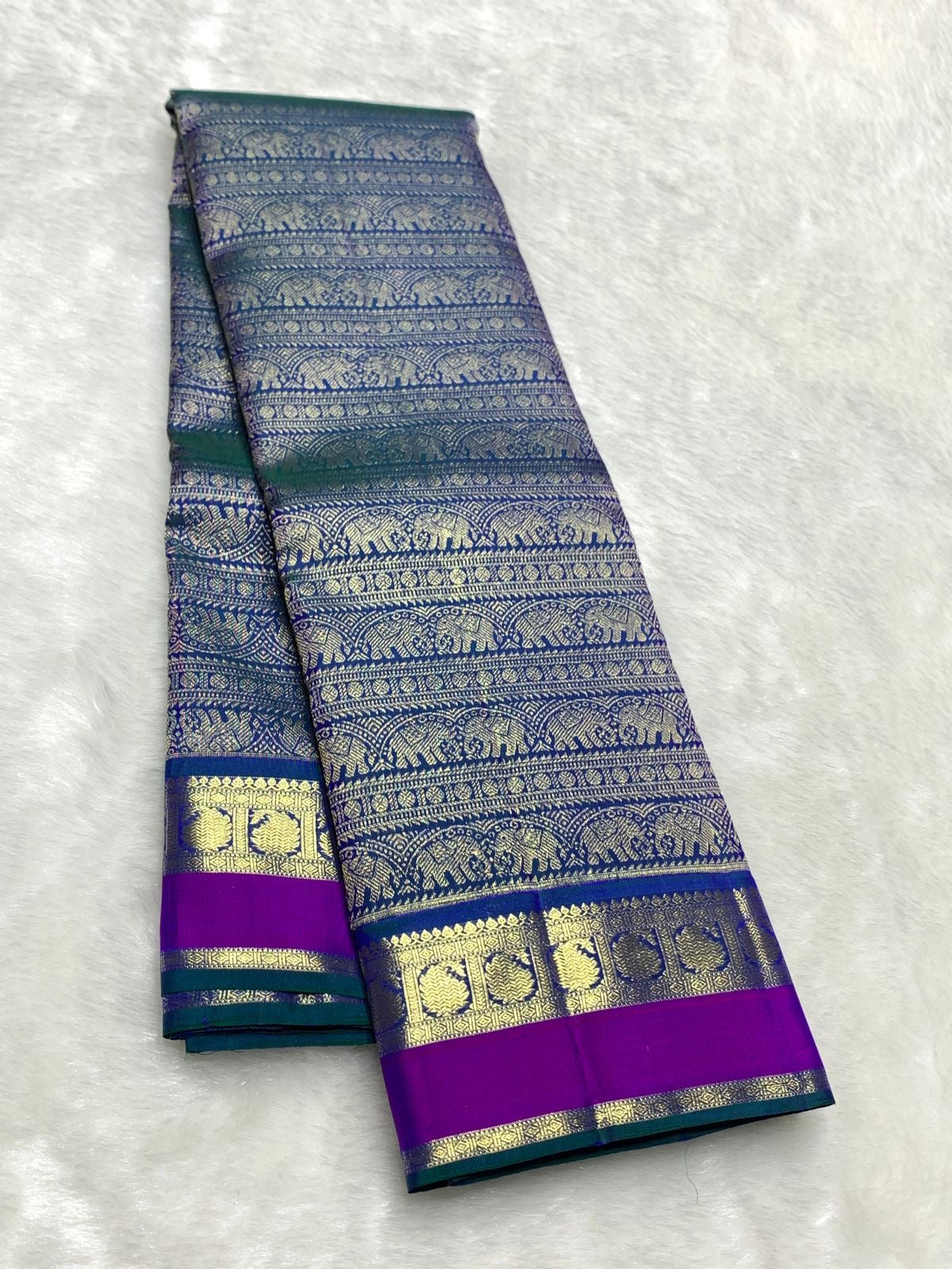 Blue and Magenta Pure Kanchi Pattu