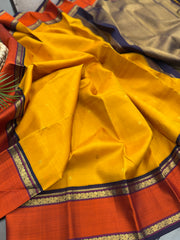 Deep Mustard Yellow Pure Kanchi Vintage Pattu