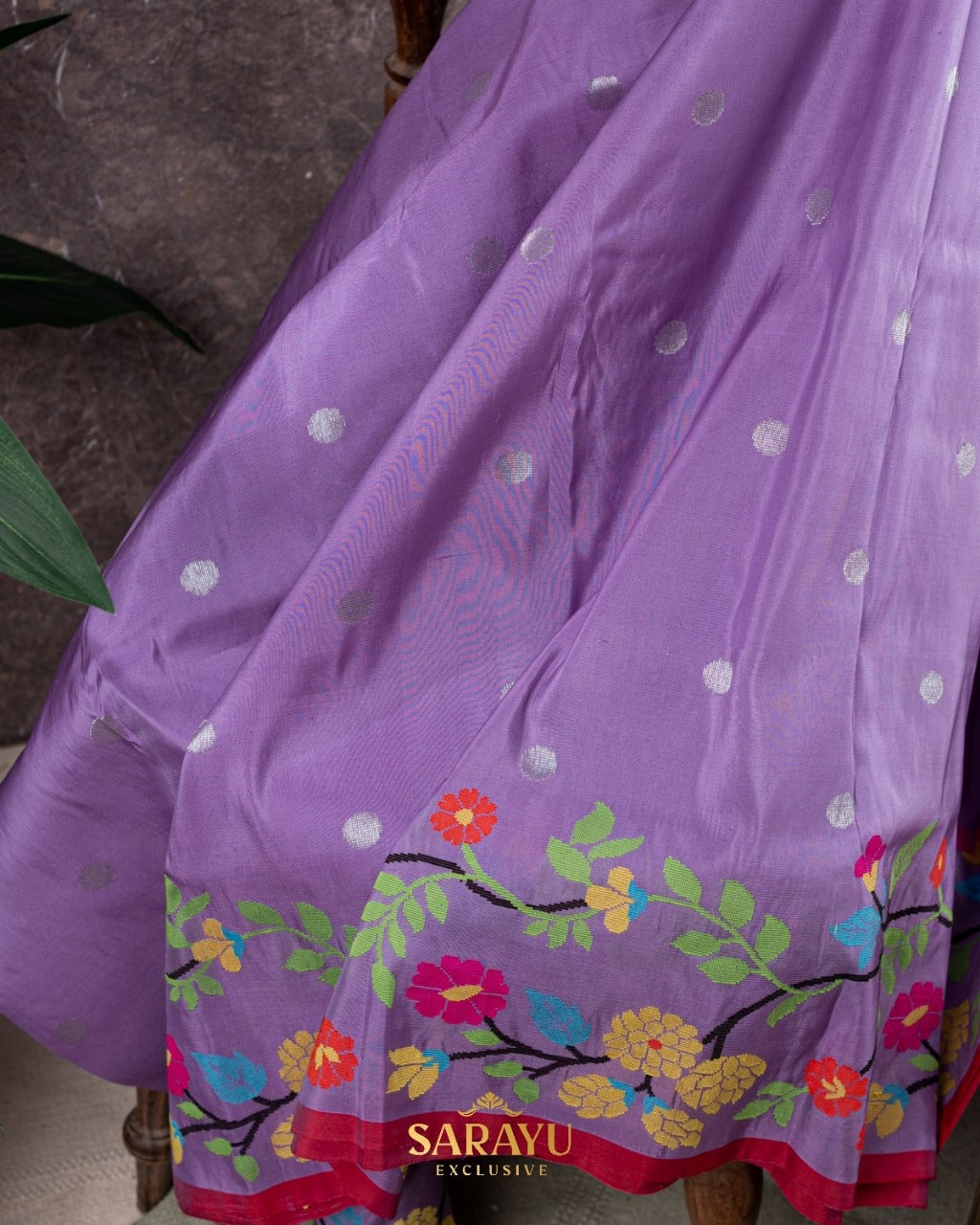 Lavender And Red Pure Real Zari Exclusive Kota