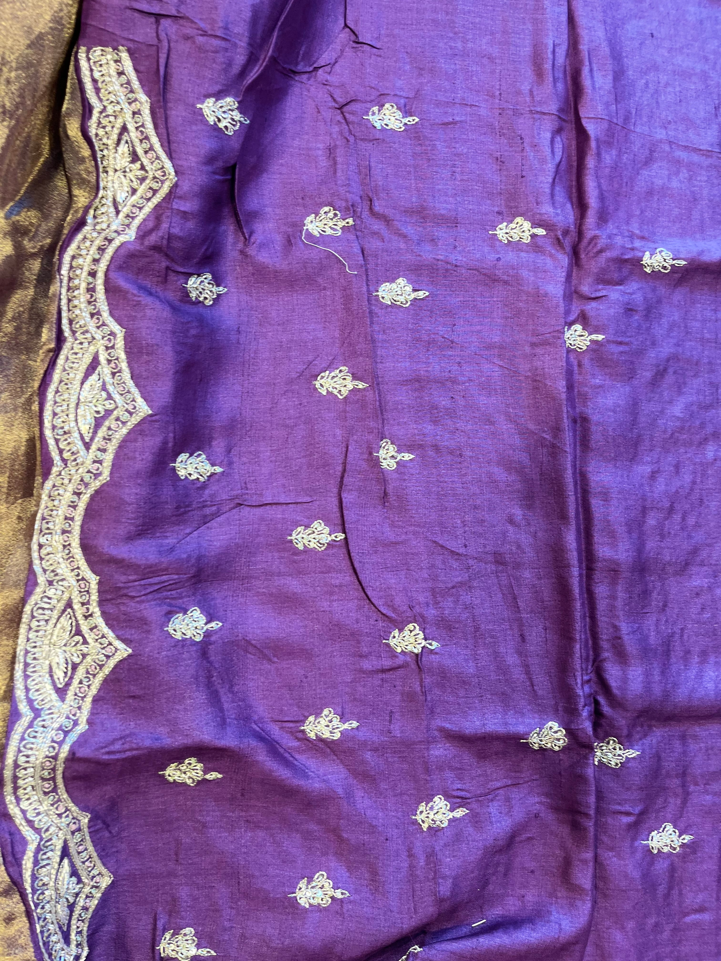 Tissue organza silk saree with heavy work borders and blouse