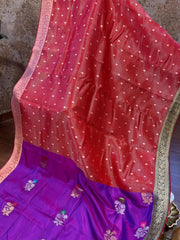 Red and Purple Combination Fancy Kota and Banaras Fusion