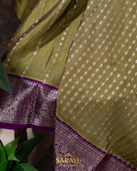 Pesara Green and Magenta Pink Pure Venkatagiri Silk