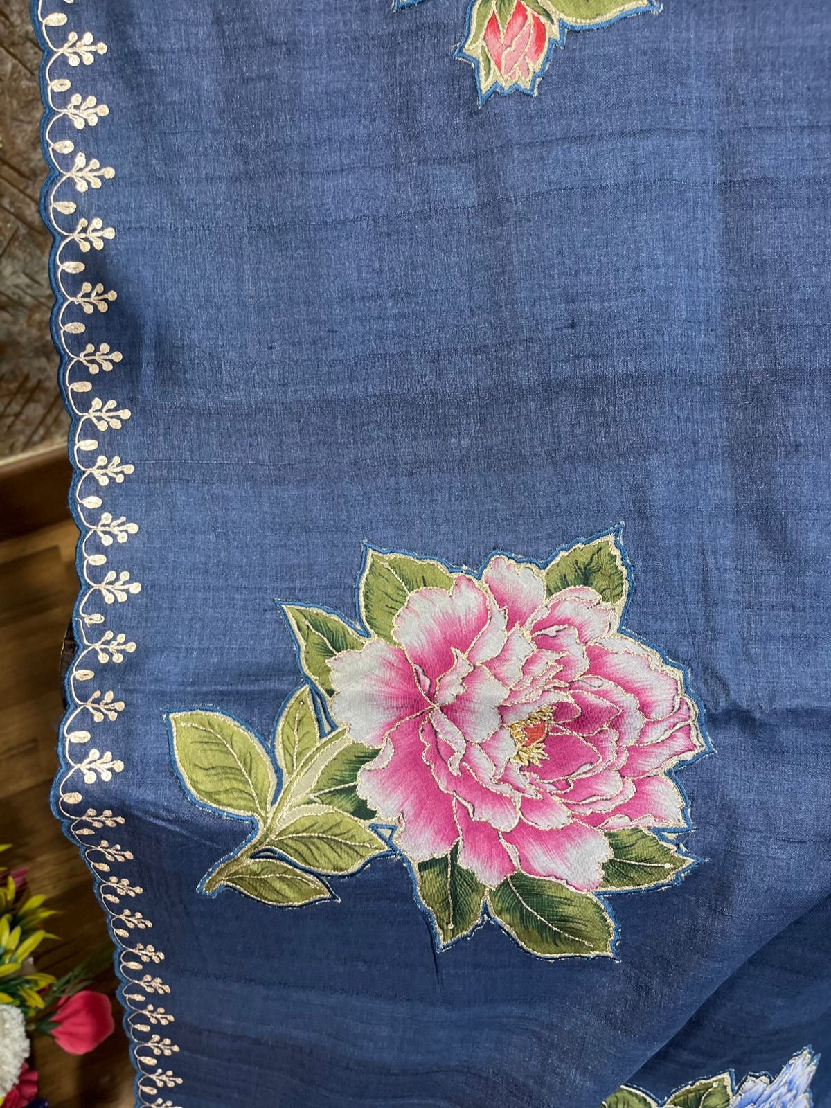 Navy Shade Pure Tussar Saree