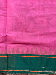 Peach and Green Tissue Paithani Style Border Ponduru Khadi Jamdhani