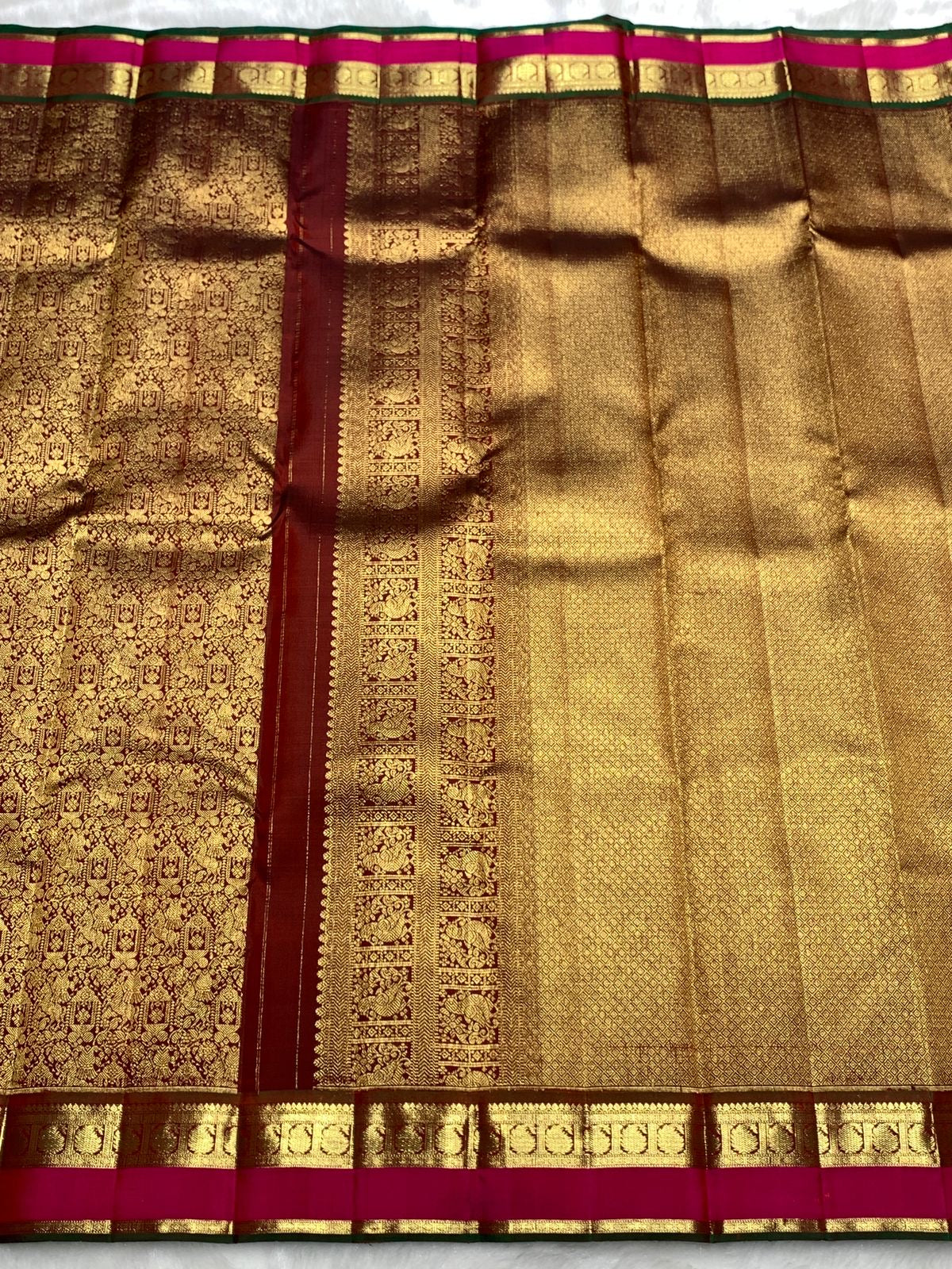 Brown and Maroon Kanchi Pattu