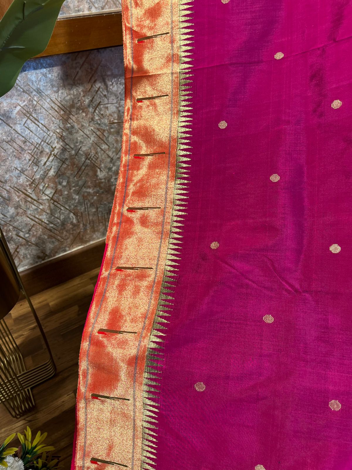 Magenta Pink Single Muniya Pure Paithani !!