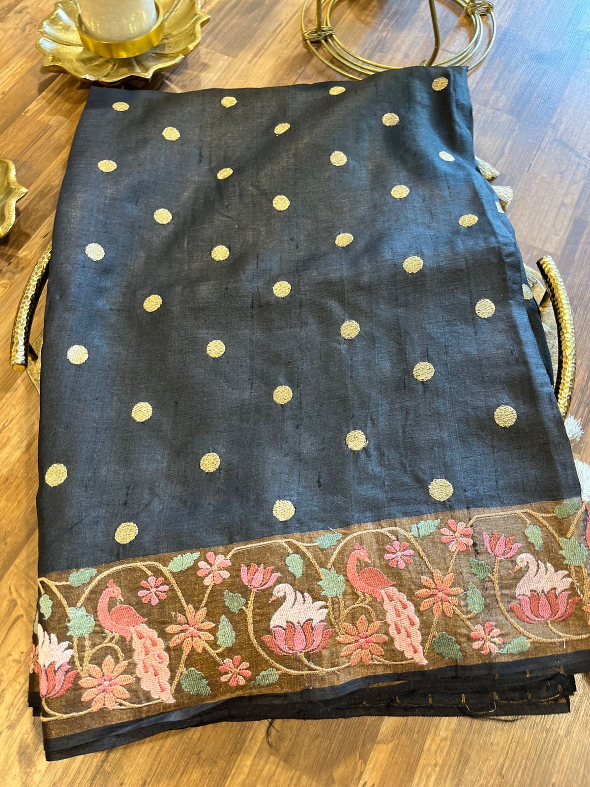 Black Shade Pure Tussar Saree