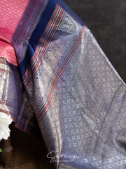 Pink and blue pure kanchi silk