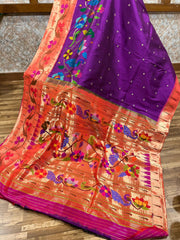 Purple Double Border Half All Over Paithani