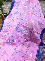 Lilac and Blue Poduru Khadi jamdhani