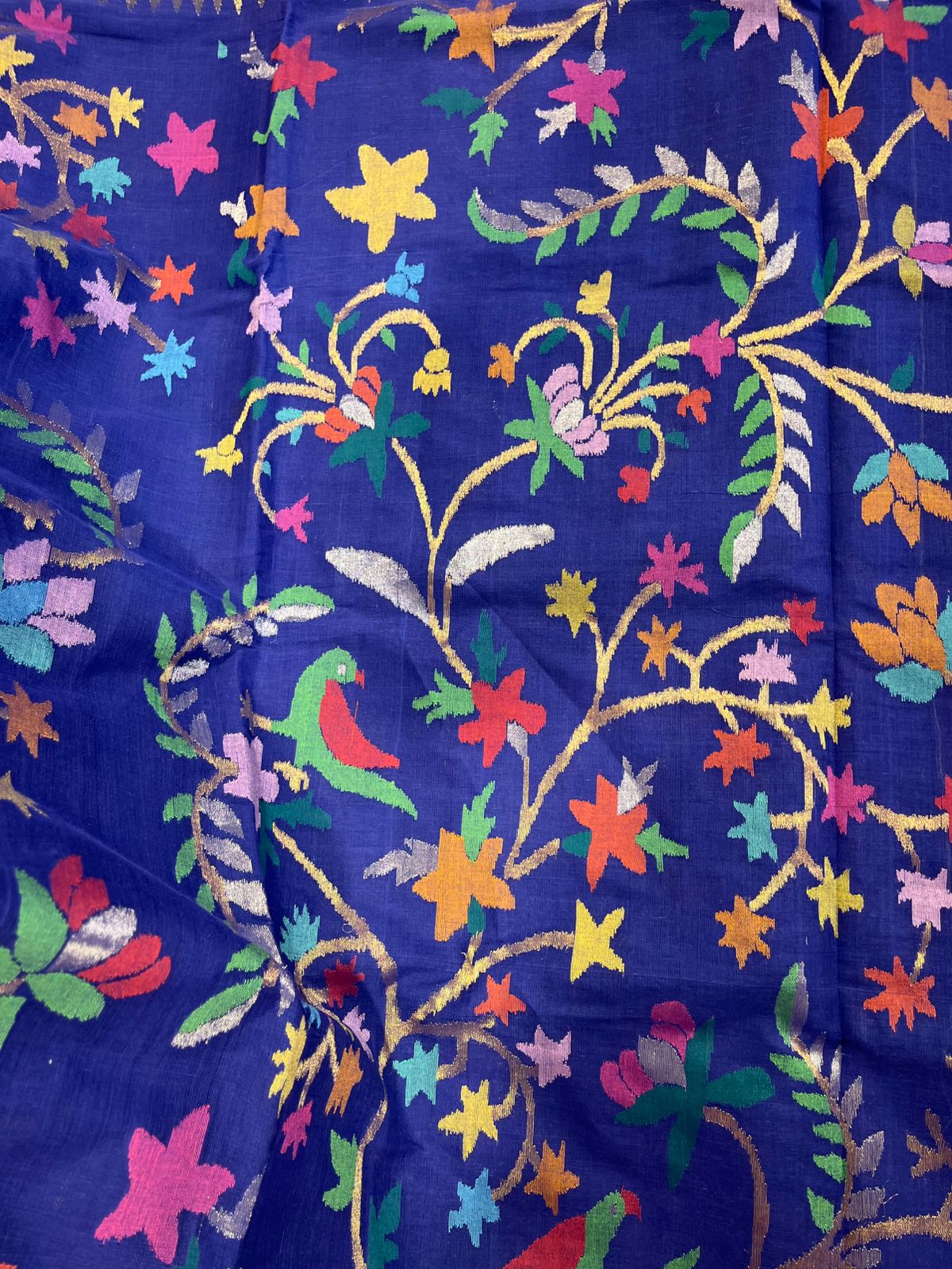 Blue and Pink Tissue Paithani Border