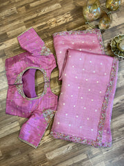 Rose Pink Fancy Kota Silk