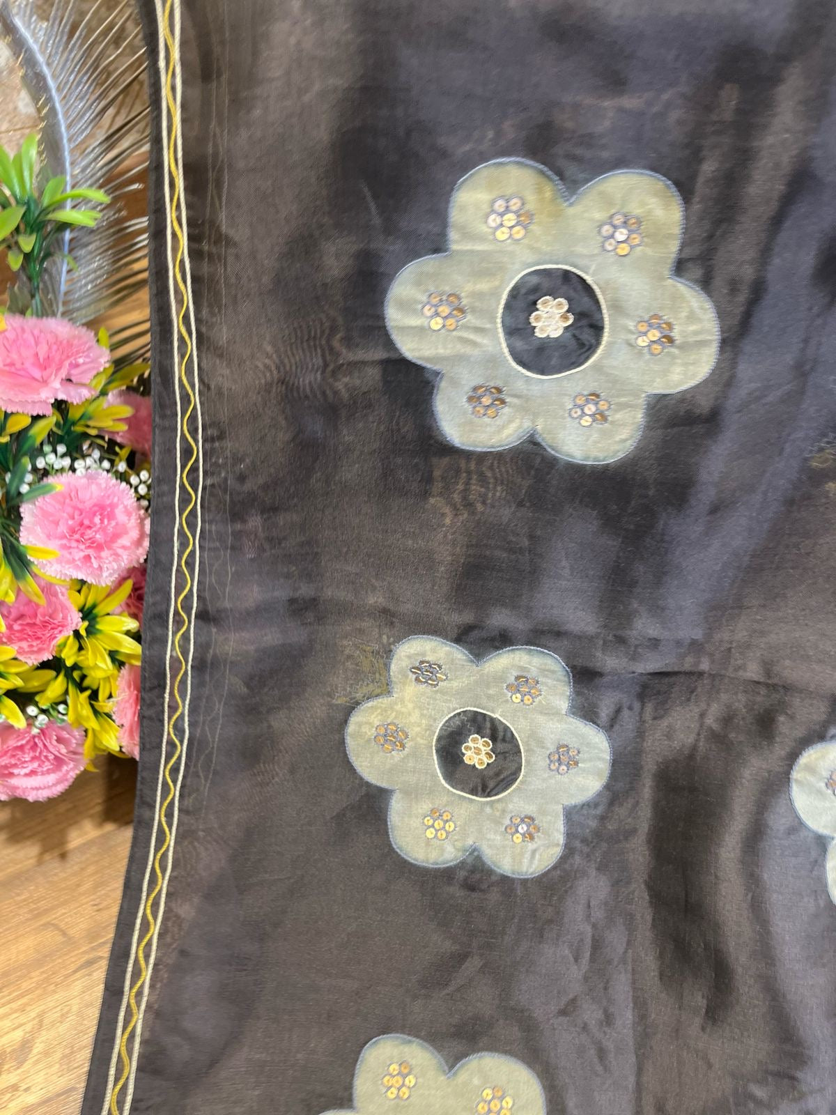 Black Designer Organza