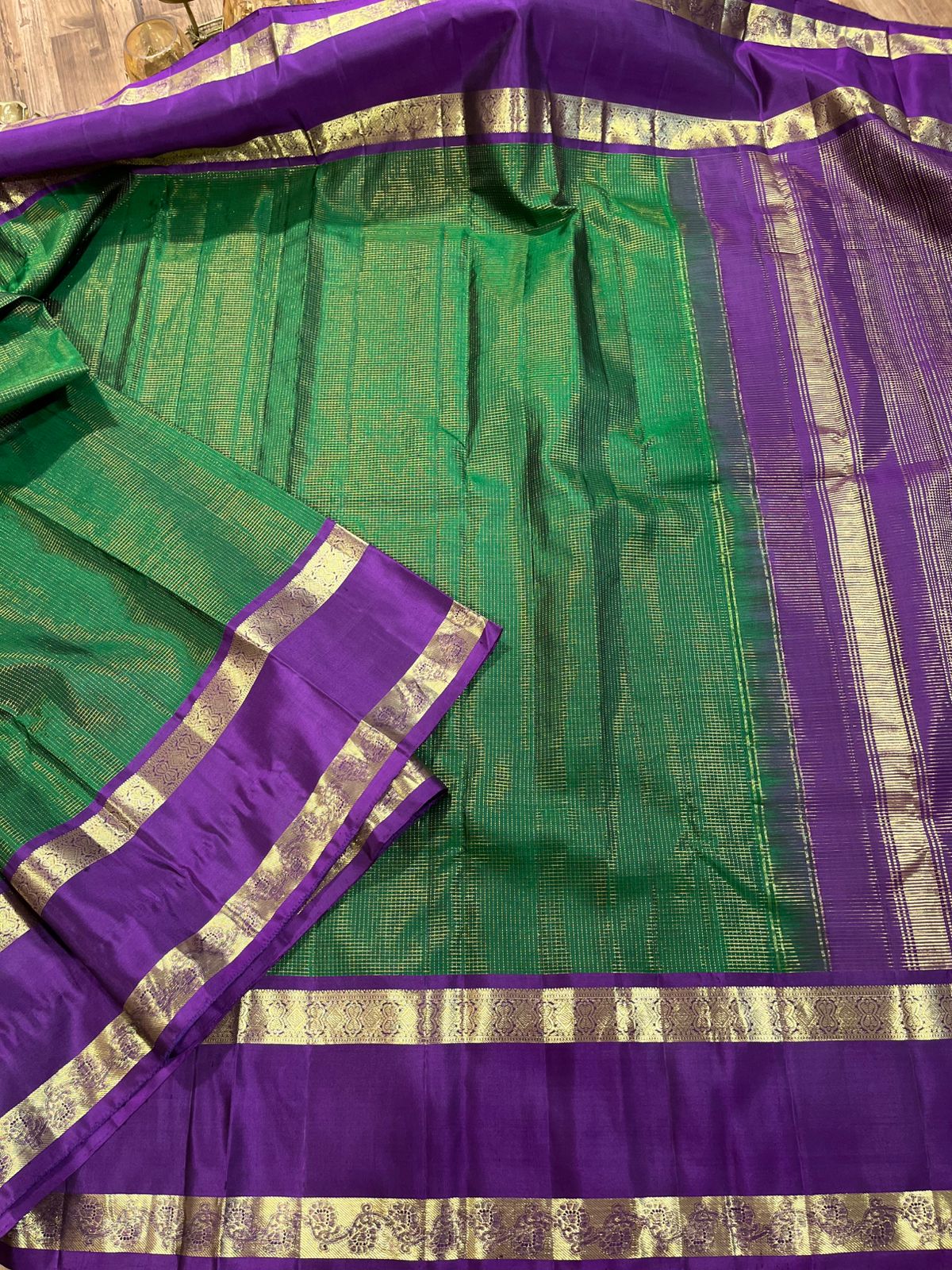 Green Space Border kanchi Pattu