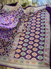 Purple Double Shaded Banarasi Bandhini Georgette