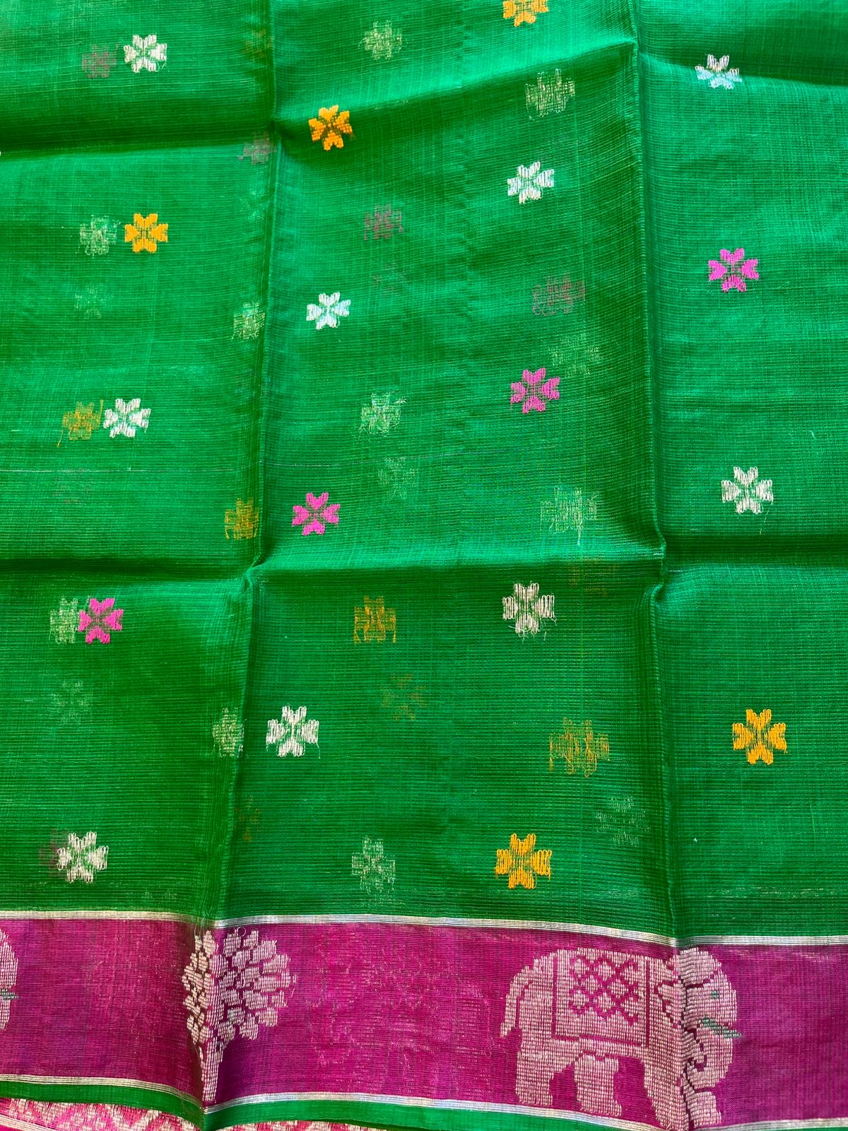 Designer All Over Jaal Pure Zari Kota Saree with Contrast Blouse