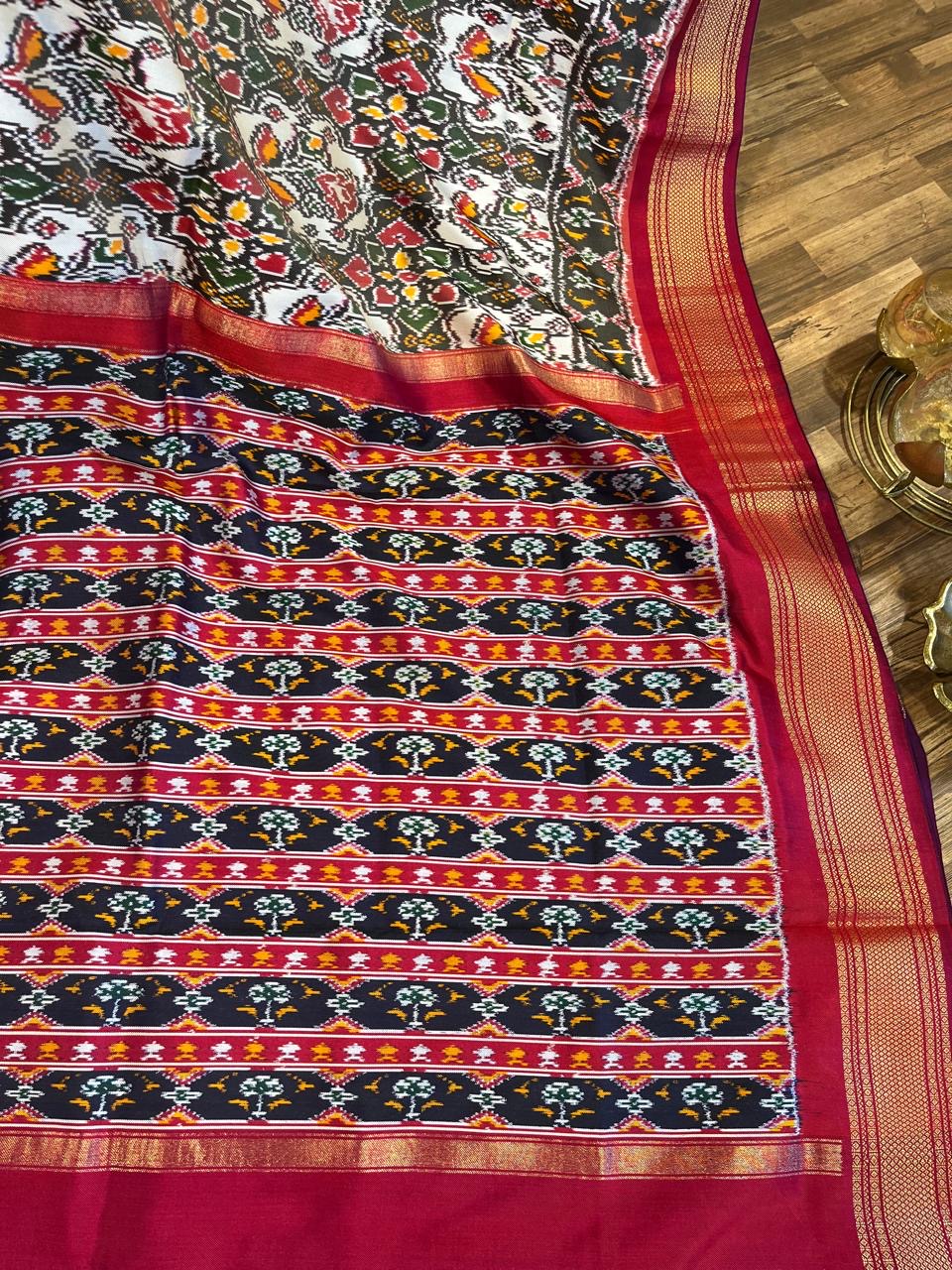 White , Black and Red Twill ikkat