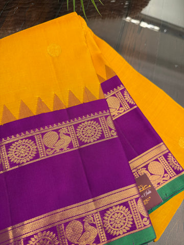 Deep Mustard Yellow Pure Kanchi Vintage Pattu