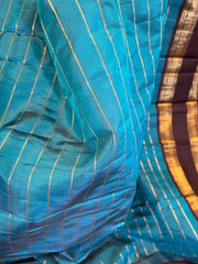 Peacock Blue and Brown Pure Kanchi Pattu