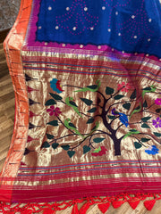 Royal Blue Single Muniya Border Paithani