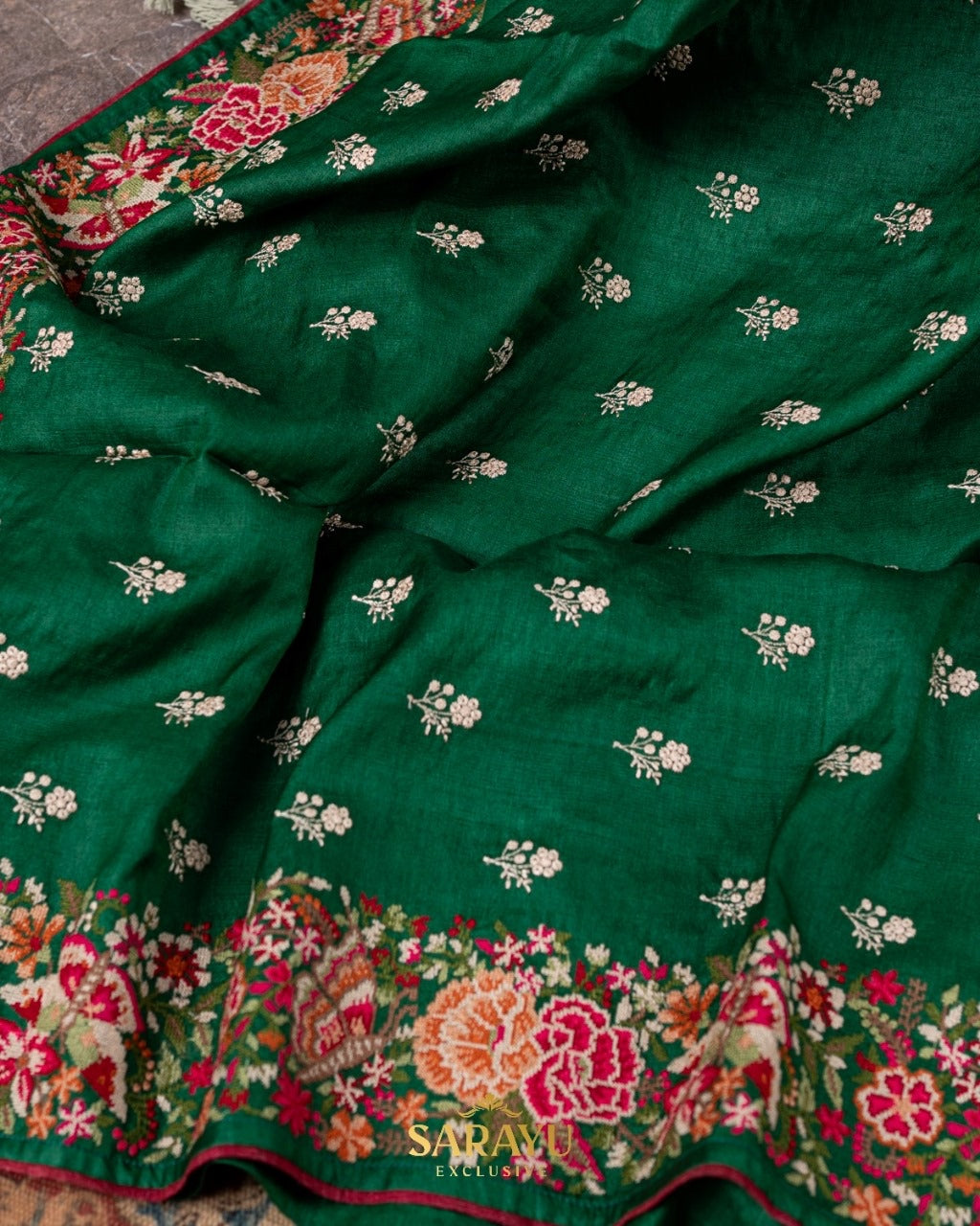 Green Pure Tussar Silk