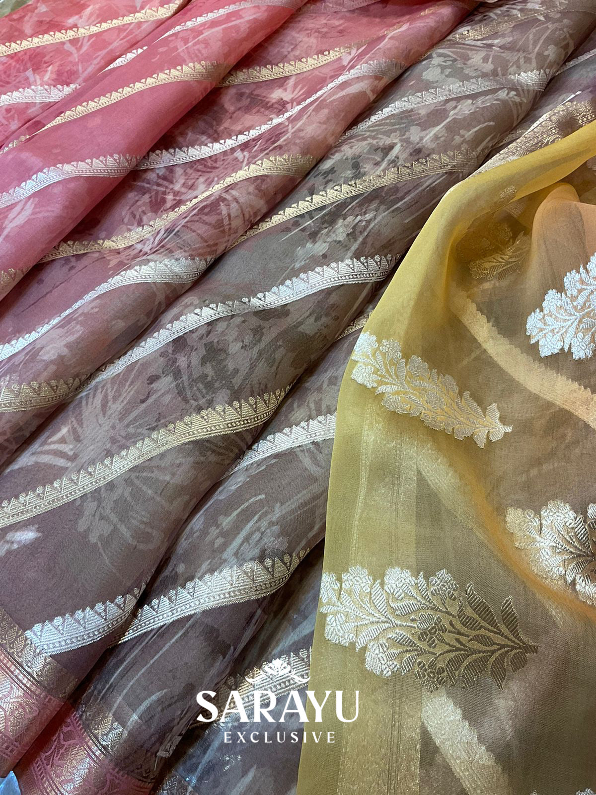 Mauve Handwoven Organza Pure Silks