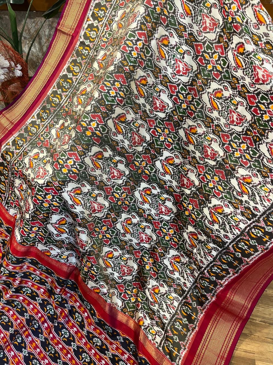 White , Black and Red Twill ikkat