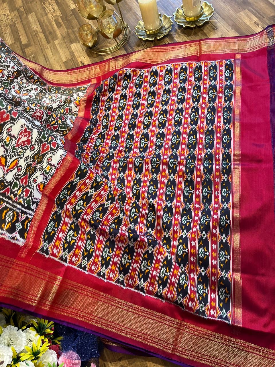 White , Black and Red Twill ikkat