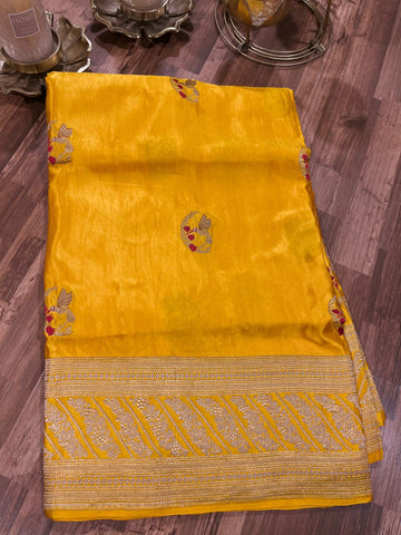 Musturd Yellow Banarasi Mashuru Silk