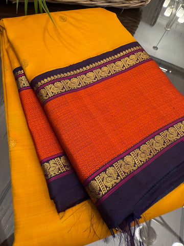 Deep Mustard Yellow Pure Kanchi Vintage Pattu