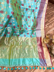 Chanderi pattu saree with ready wear blouse