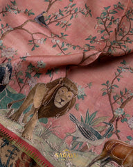Beautiful Peach And Pink Designer Exclusive Tussar Silk