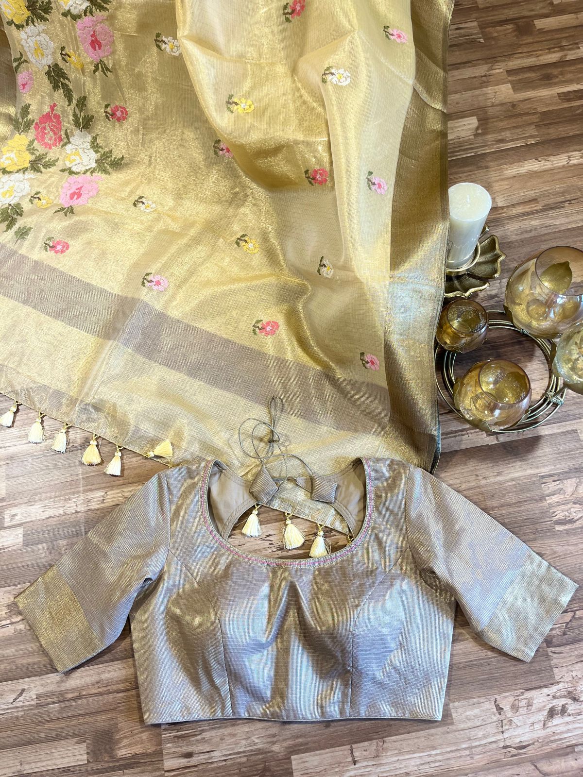 Soft Lemon Yellow Fancy Tissue Silk