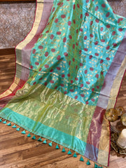 Chanderi pattu saree with ready wear blouse