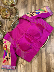 Magenta Pink Pathani Pure Silk Blouse