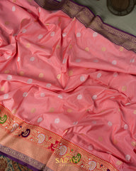 Peach Banarasi Pure Katan Silk Saree