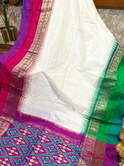 White Ikkat Pattu