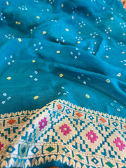 Double Shaded Sea Green Banarasi Bandhini Georgette