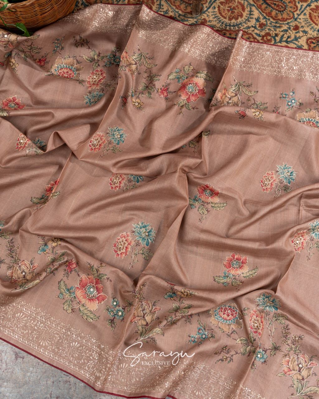 Biscuit Color Pure Tussar Silk