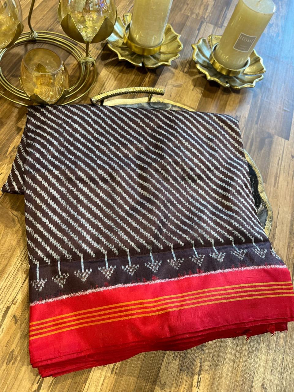 Brown and Red Twill ikkat