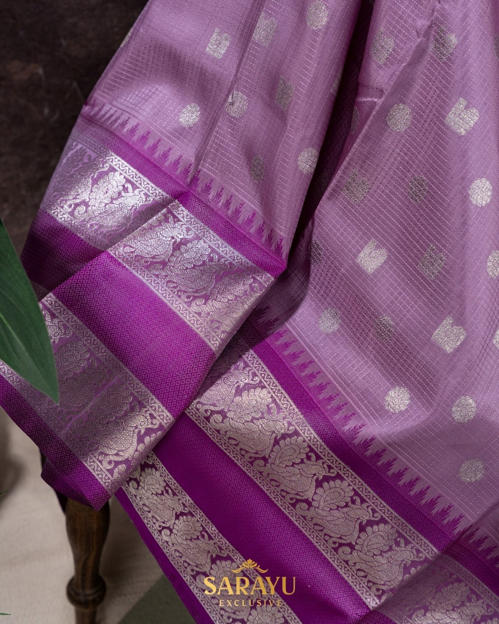 Lavender and Magenta Pink Pure Venkatagiri Silk